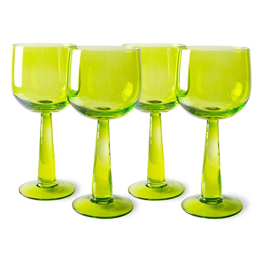 Set 4 pahare pentru vin verde lime din sticla 200 ml Emeralds HK Living - PARIS14A.RO