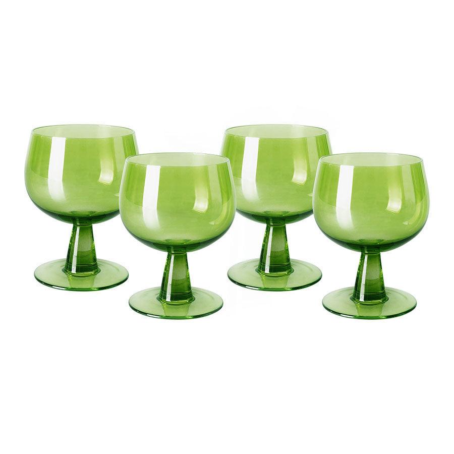 Set 4 pahare pentru vin verde lime din sticla 250 ml Emeralds HK Living - PARIS14A.RO