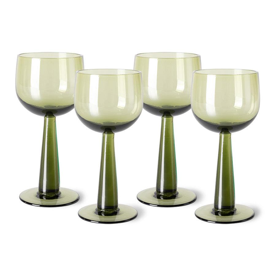 Set 4 pahare pentru vin verde oliv din sticla 200 ml Emeralds HK Living - PARIS14A.RO