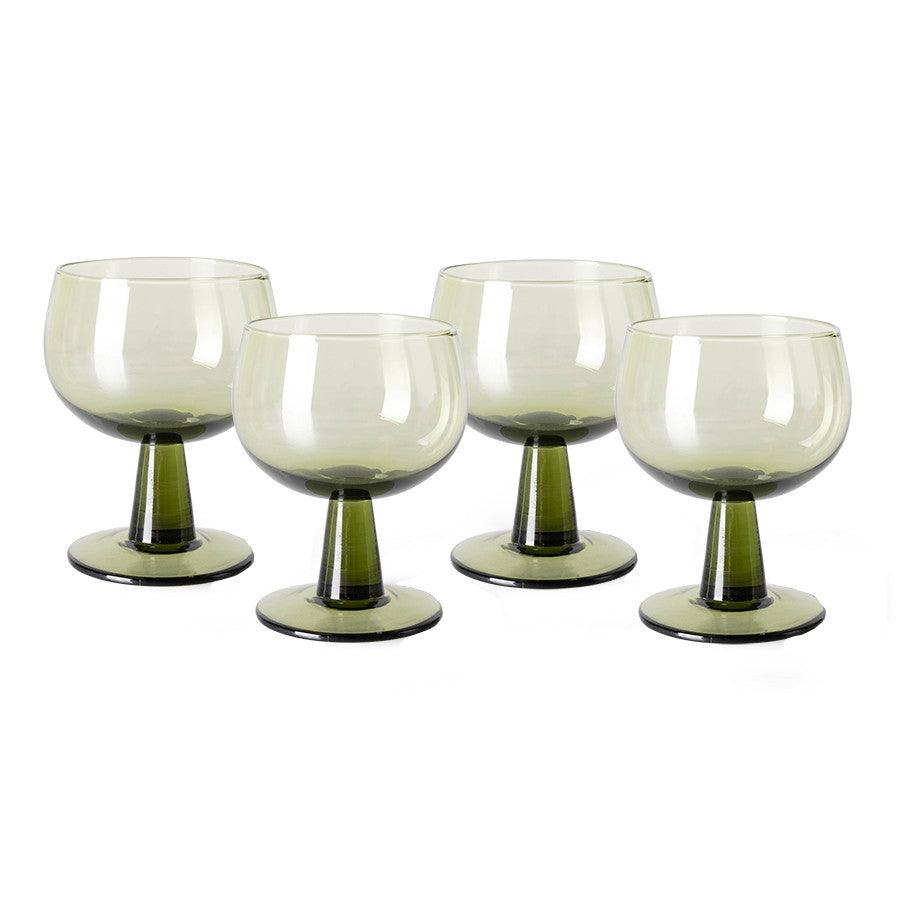 Set 4 pahare pentru vin verde oliv din sticla 250 ml Emeralds HK Living - PARIS14A.RO