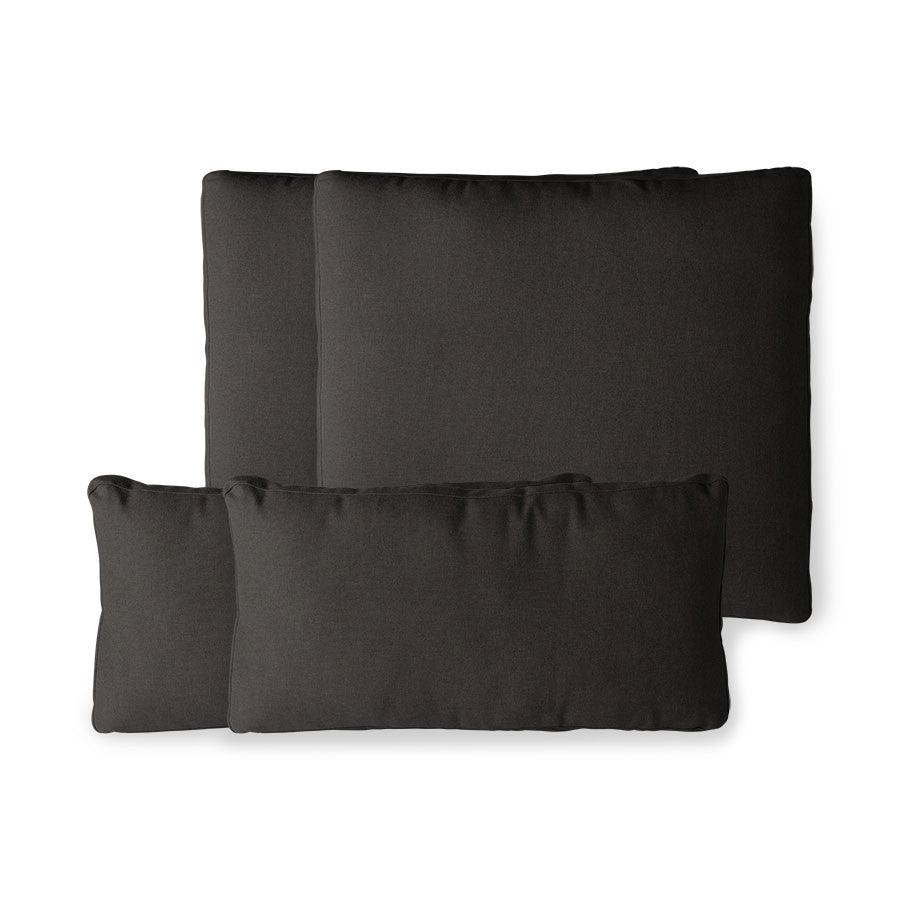 Set 4 perne sezut si spatar pentru exterior negre din olefina Indiana HK Living - PARIS14A.RO