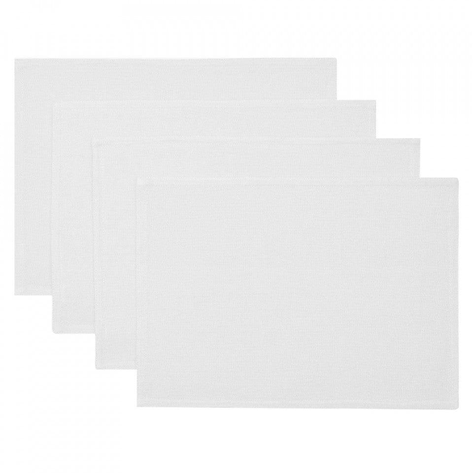 Set 4 protectii masa dreptunghiulare albe din in si bumbac 33x46 cm Soft Bolia - PARIS14A.RO