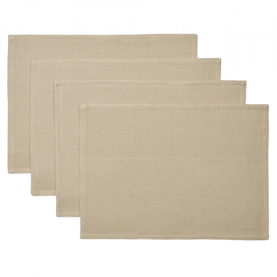Set 4 protectii masa dreptunghiulare bej nisipiu din in si bumbac 33x46 cm Soft Bolia - PARIS14A.RO