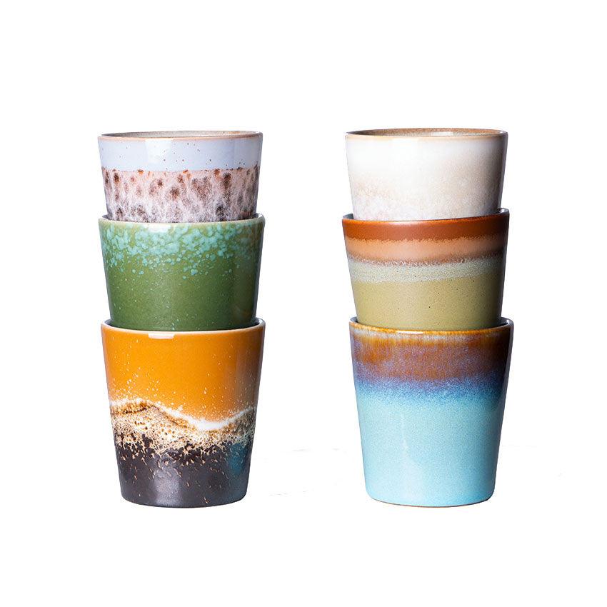 Set 6 cesti multicolore din ceramica 180 ml 70s HK Living - PARIS14A.RO