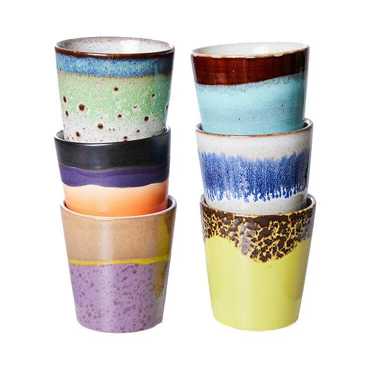 Set 6 cesti multicolore din ceramica 8x8 cm Pluto 70s HK Living - PARIS14A.RO