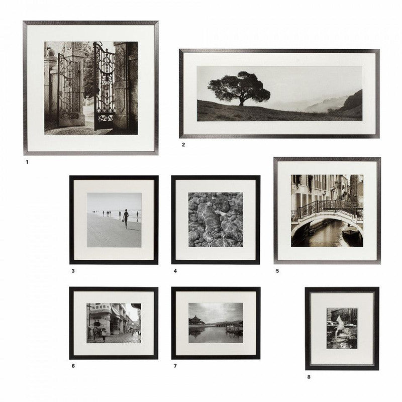 Set 8 tablouri albe/negre din lemn si MDF Travelling Eichholtz