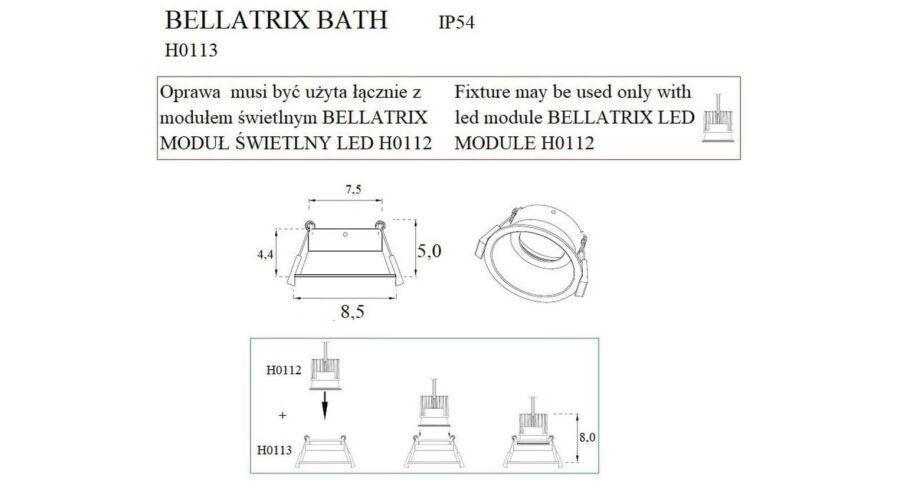 Spot incastrat BELLATRIX BATH Culoare alba IP54- FARA BEC LED H0112 MAXLIGHT H0113 - PARIS14A.RO