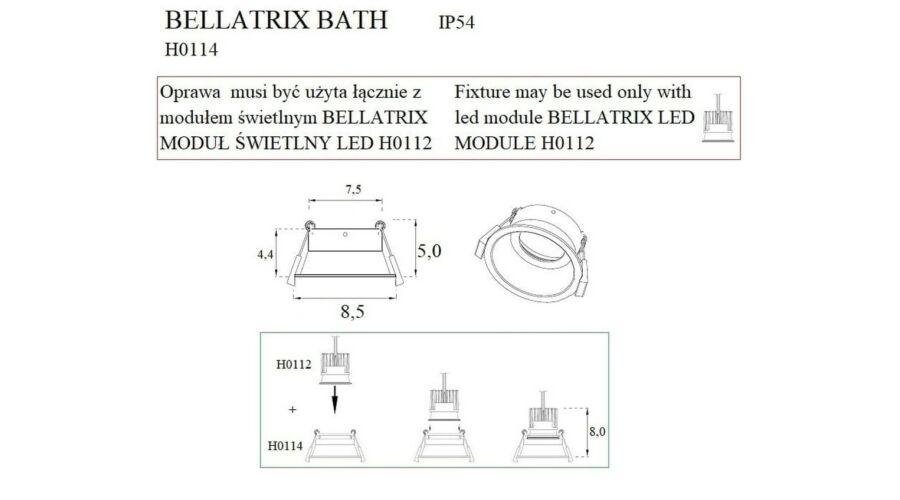 Spot incastrat BELLATRIX BATH Culoare neagra IP54 - FARA BEC LED H0112 MAXLIGHT H0114 - PARIS14A.RO