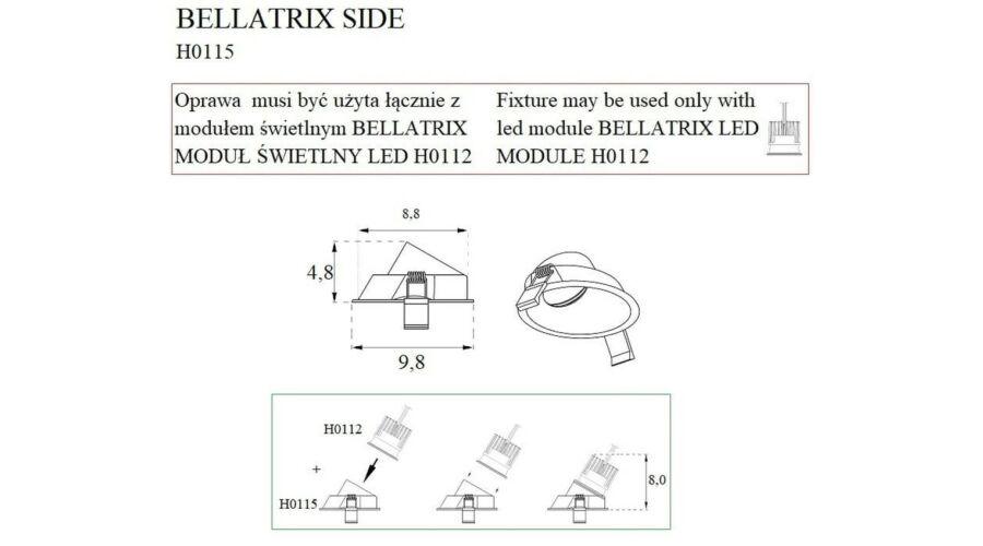 Spot incastrat BELLATRIX SIDE Culoare alba - FARA BEC LED H0112 MAXLIGHT H0115 - PARIS14A.RO