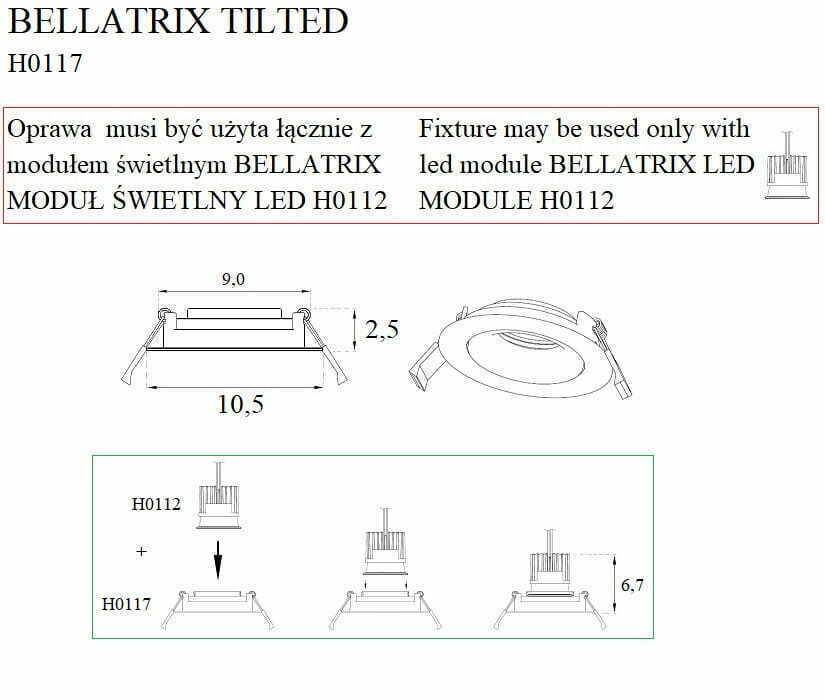 Spot incastrat BELLATRIX TILTED Culoare alba - FARA BEC LED H0112 MAXLIGHT H0117 - PARIS14A.RO