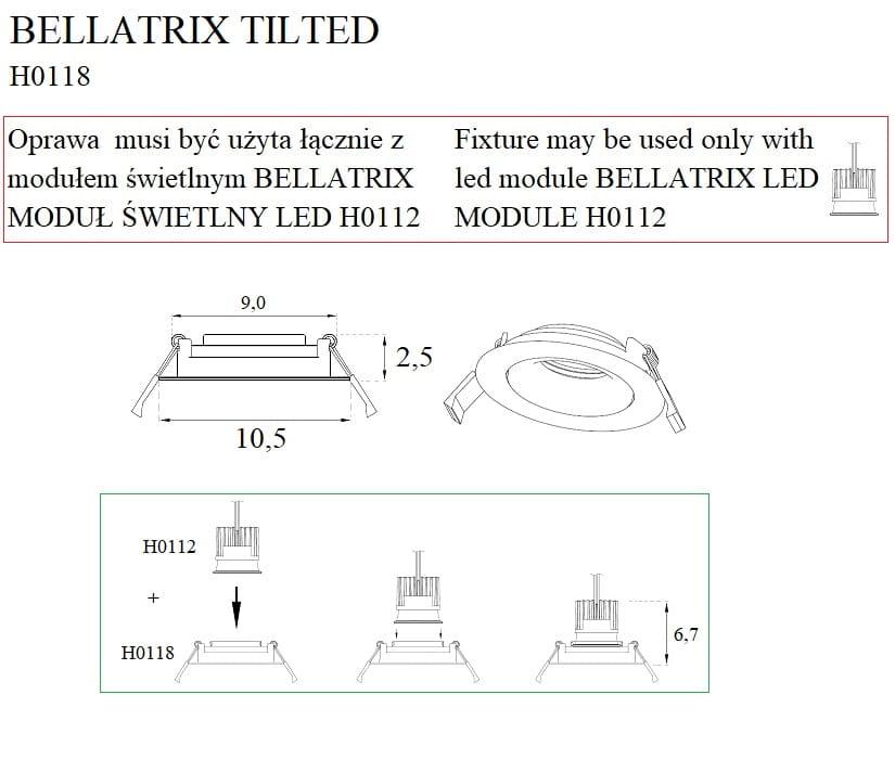 Spot incastrat BELLATRIX TILTED Culoare neagra - FARA BEC LED H0112 MAXLIGHT H0118 - PARIS14A.RO