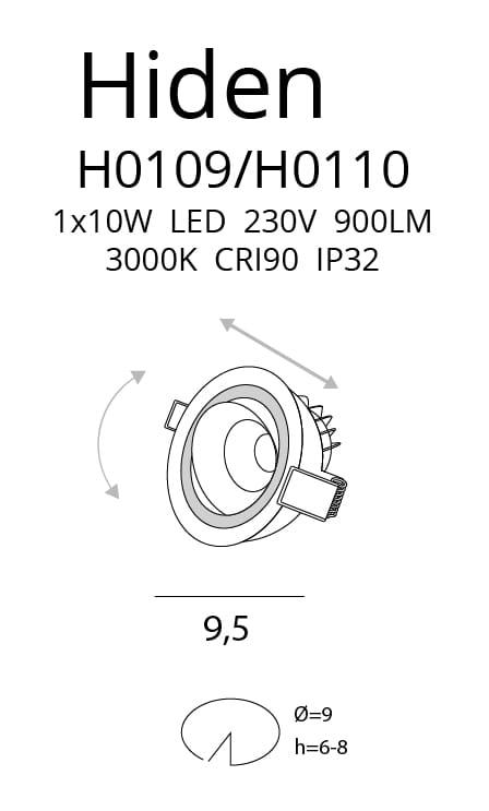 Spot incastrat HIDEN Culoare alba IP32 MAXLIGHT H0109 - PARIS14A.RO