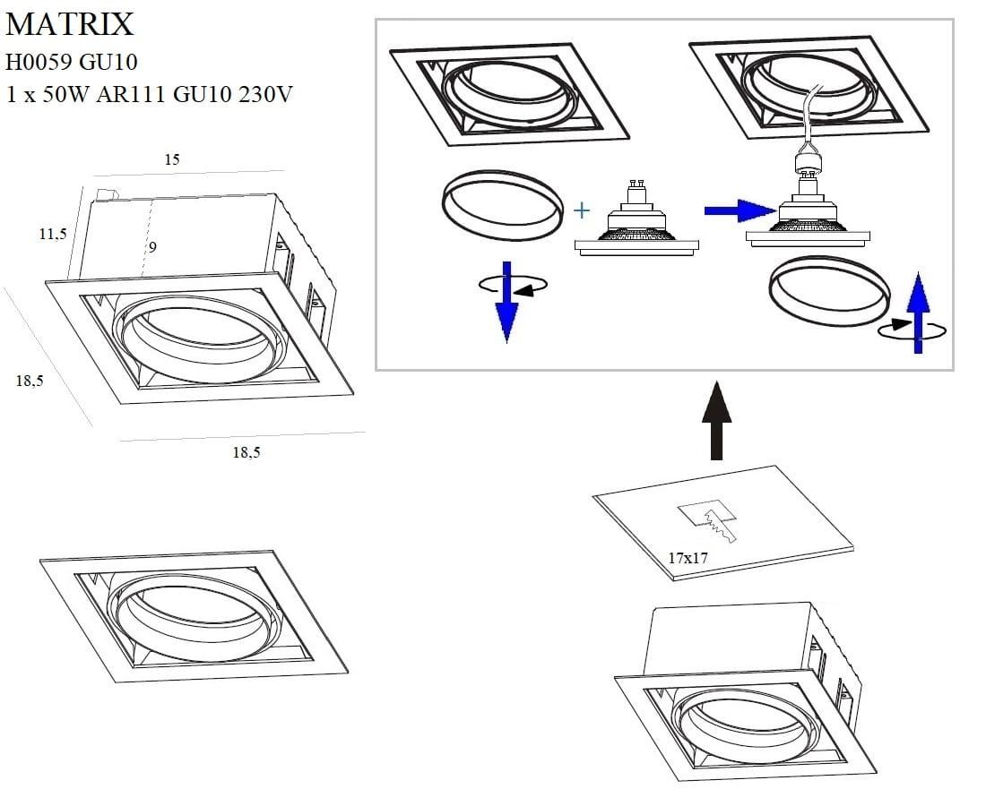 Spot incastrat MATRIX I Culoare alba MAXLIGHT H0059 - PARIS14A.RO