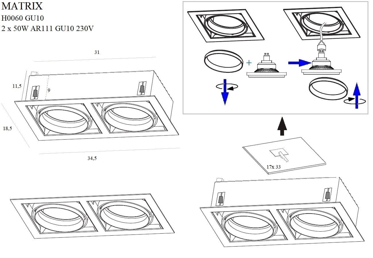 Spot incastrat MATRIX II Culoare alba MAXLIGHT H0060 - PARIS14A.RO