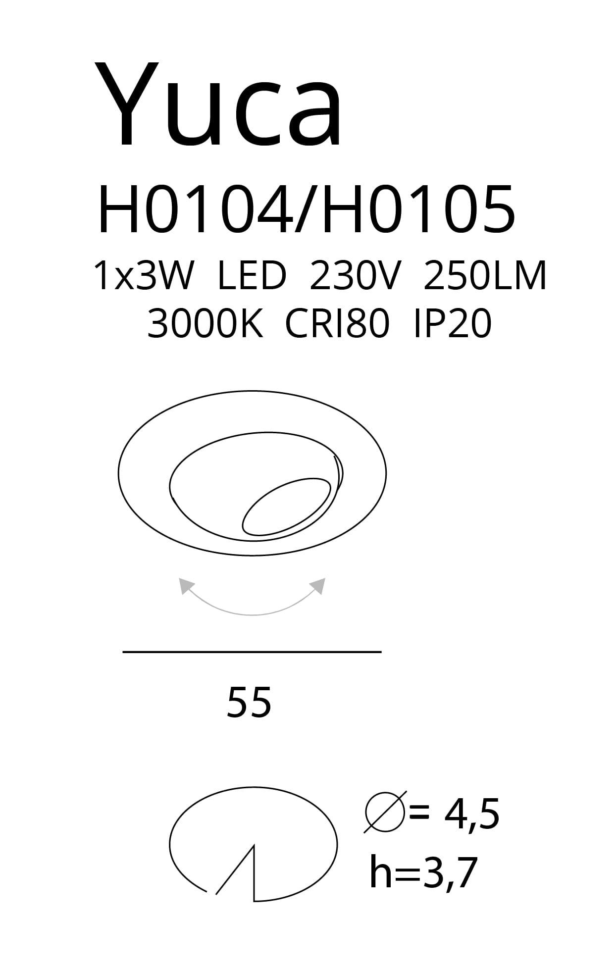 Spot incastrat MAX YUCA ROUND TILTED ALB 3W MAXLIGHT H0104 - PARIS14A.RO