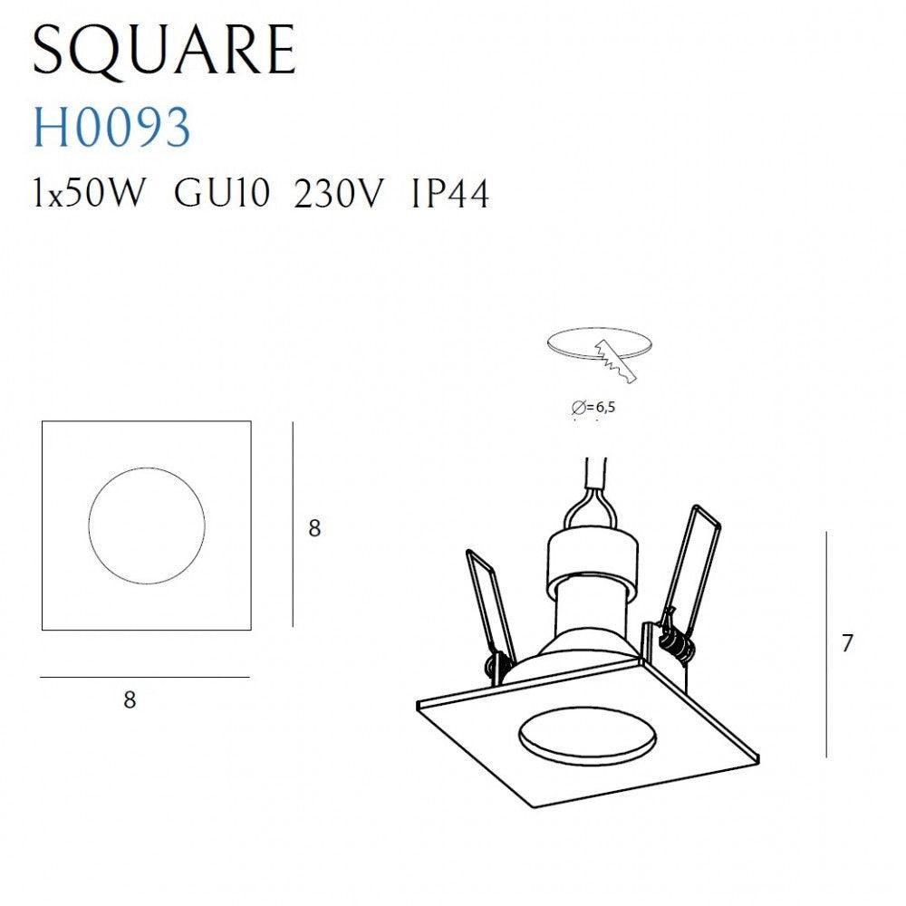 Spot incastrat PATRAT Culoare neagra IP44 GU10 MAXLIGHT H0093 - PARIS14A.RO