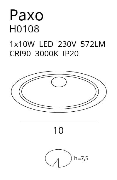 Spot incastrat PAXO LED 10W IP65 Culoare alba + INEL DECORATIV Alb MAXLIGHT H0108 - PARIS14A.RO
