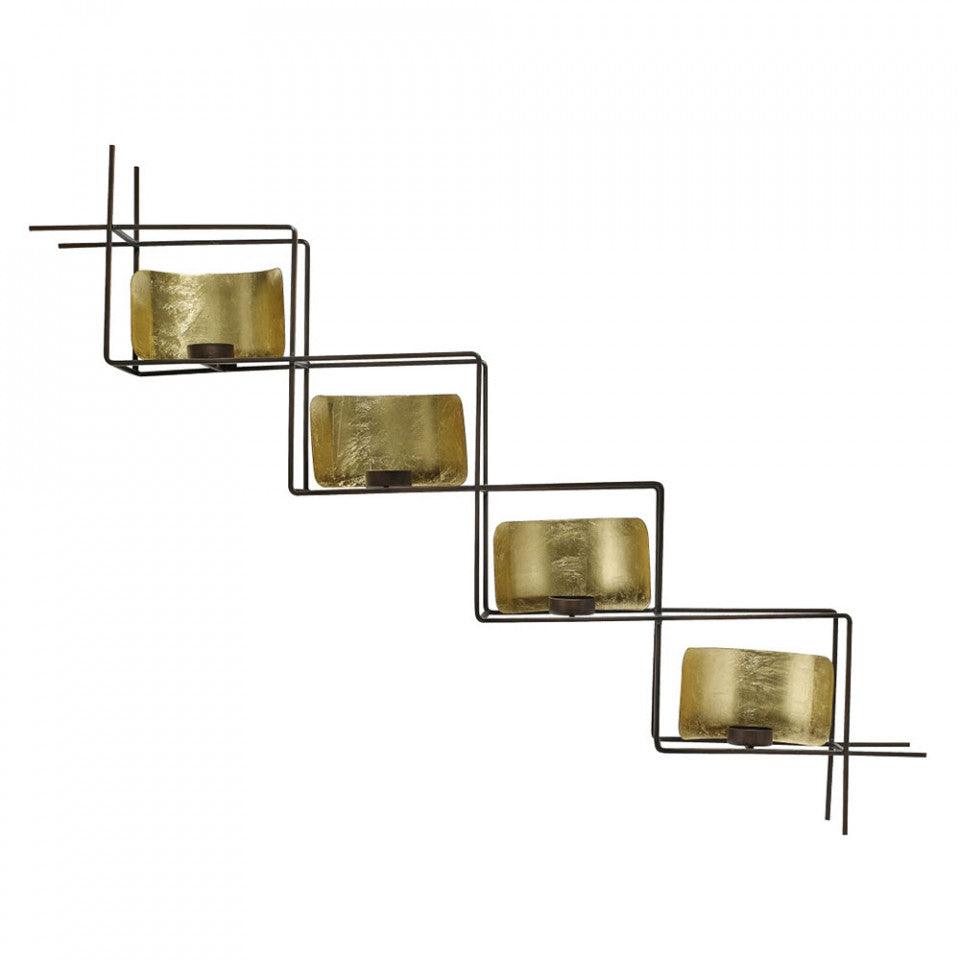 Suport lumanari pentru perete auriu/maro din metal 75 cm Hailey Nordal - PARIS14A.RO