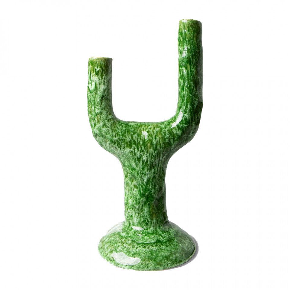 Suport lumanari verde din ceramica 28 cm Emeralds HK Living - PARIS14A.RO