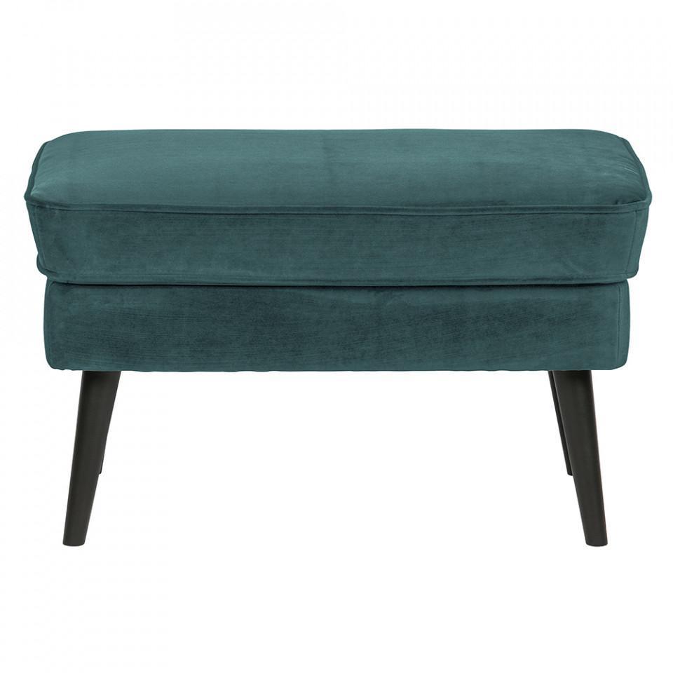 Taburet dreptunghiular albastru teal din catifea si lemn 51x77 cm Rocco - PARIS14A.RO