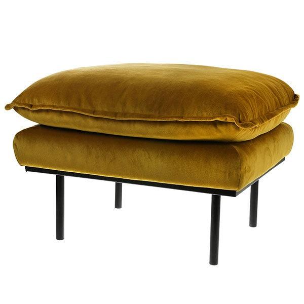 Taburet dreptunghiular ocru din catifea si metal 63x71 cm Retro Sofa HK Living - PARIS14A.RO