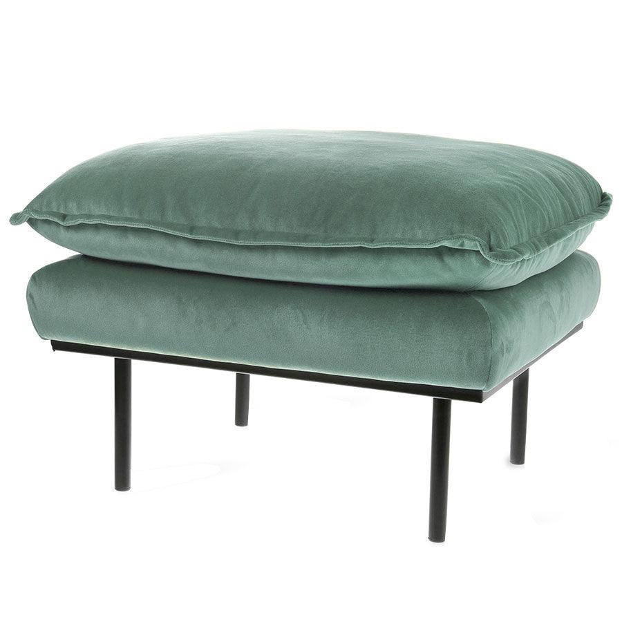 Taburet dreptunghiular verde menta din catifea si metal 65x72 cm Retro HK Living - PARIS14A.RO