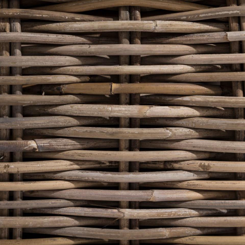 Taburet patrat maro din lemn de mango si ratan 80x80 cm Ptess - PARIS14A.RO