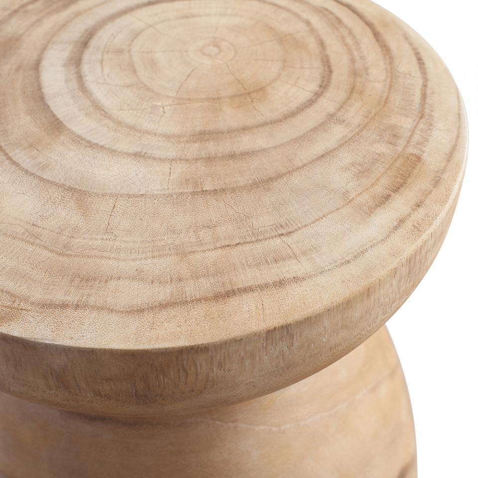 Taburet rotund maro din lemn de paulownia 28 cm Bink - PARIS14A.RO