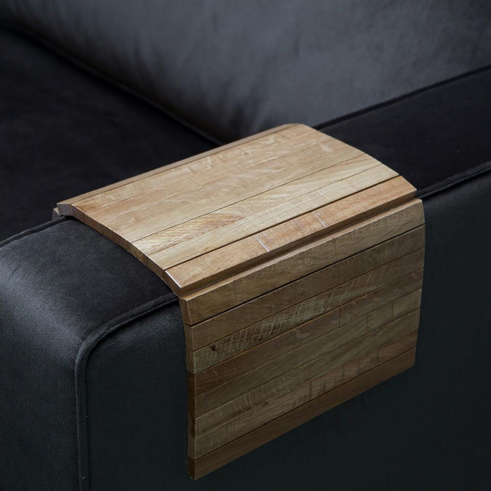 Tava maro din lemn de stejar pentru cotiera canapea 24x44 cm Flexible - PARIS14A.RO