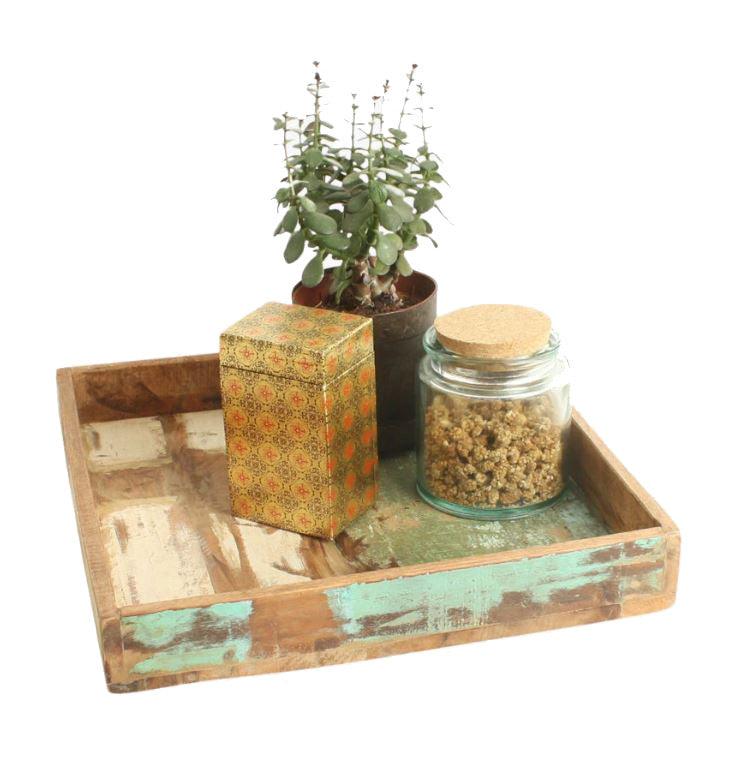 Tava multicolora din lemn reciclat 30x30 cm Matilda Raw Materials - PARIS14A.RO