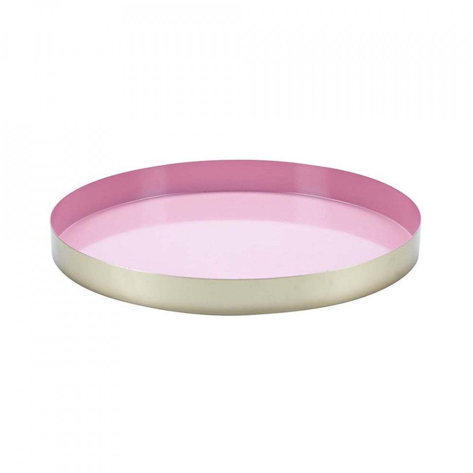 Tava rotunda roz din metal 30 cm Alissia Bahne - PARIS14A.RO
