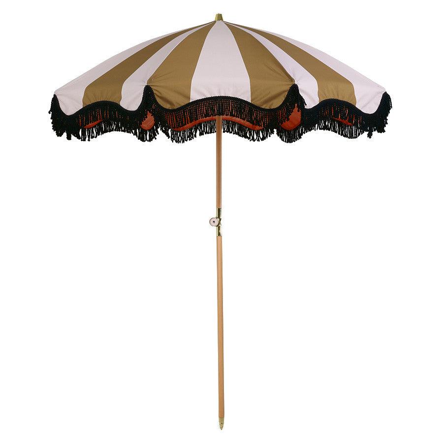 Umbrela pentru plaja nude/galben mustar din poliester si lemn Matilda HK Living - PARIS14A.RO