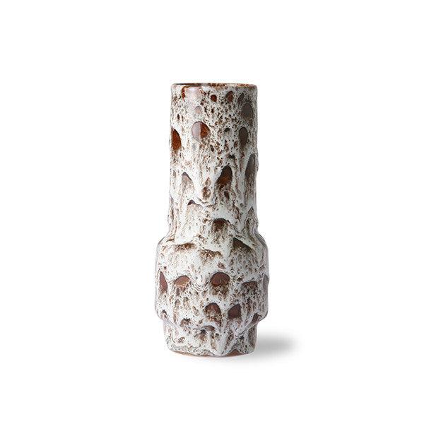 Vaza alba/maro din ceramica 20 cm Lava HK Living - PARIS14A.RO