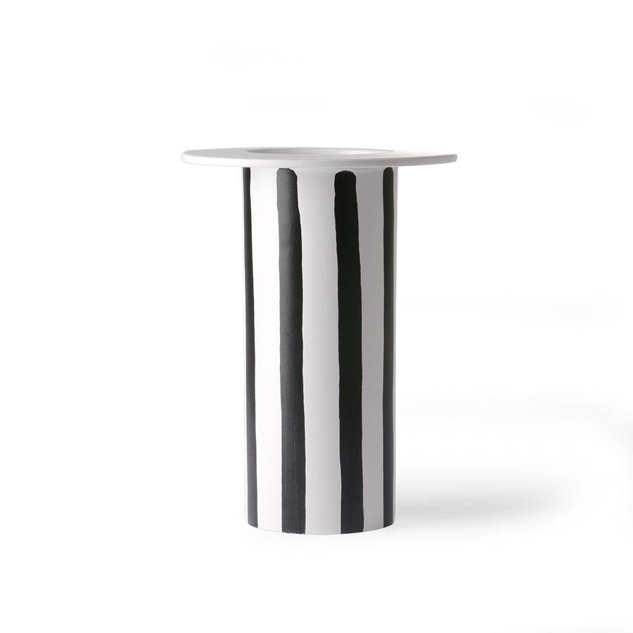 Vaza alba/neagra din ceramica 25 cm Stripes HK Living - PARIS14A.RO