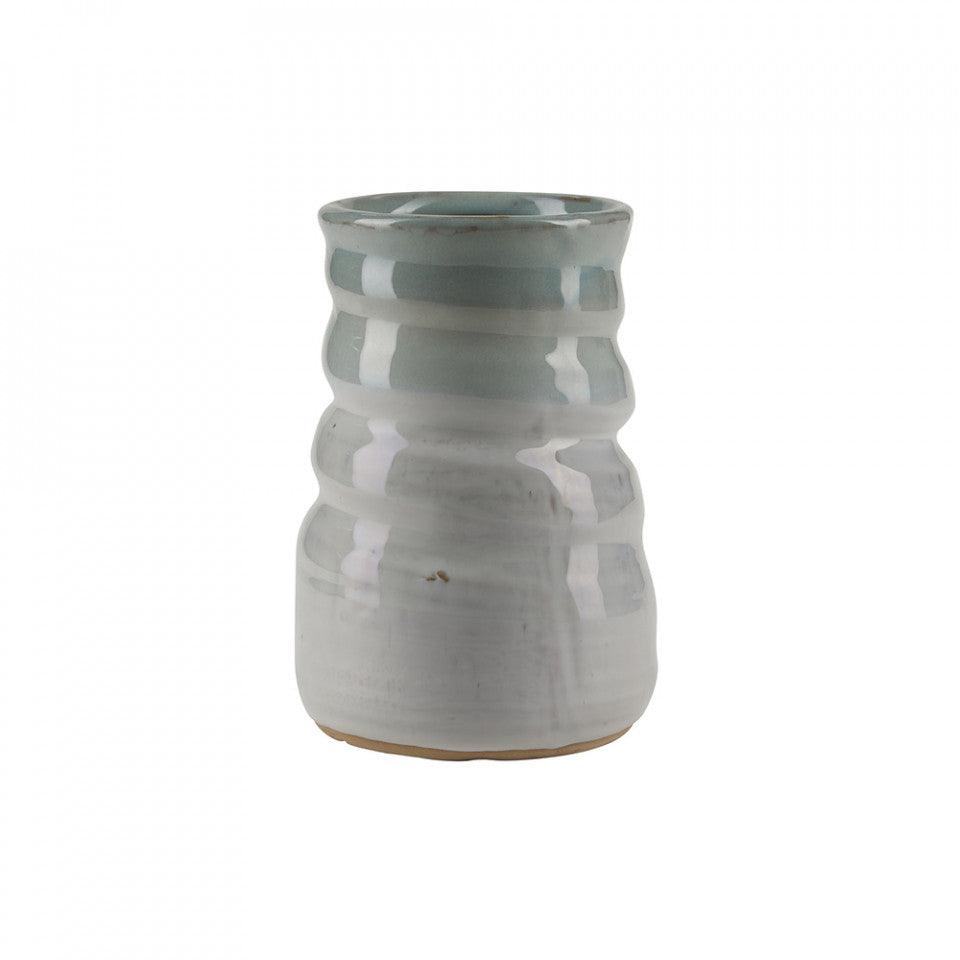 Vaza verde/alba din ceramica 15 cm Vivien Bahne - PARIS14A.RO