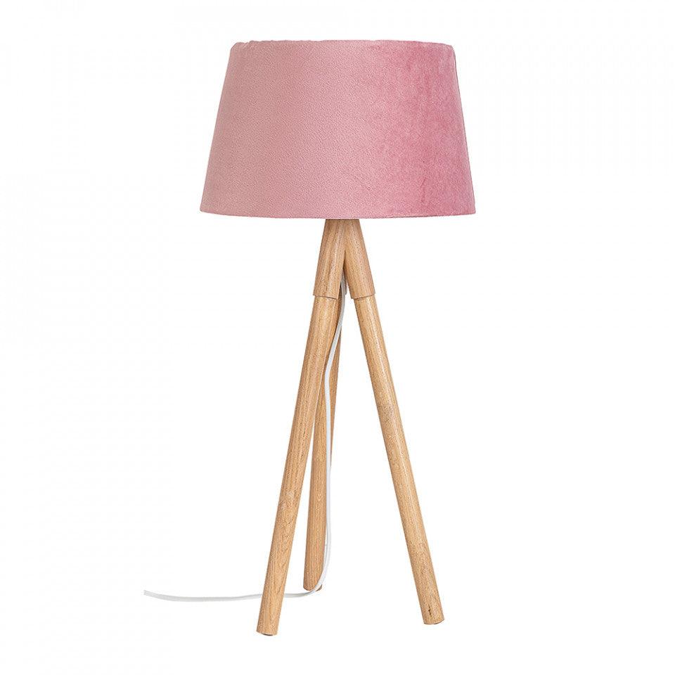 Veioza roz/maro din terilena si lemn 69 cm Wallas Velvet Bizzotto - PARIS14A.RO